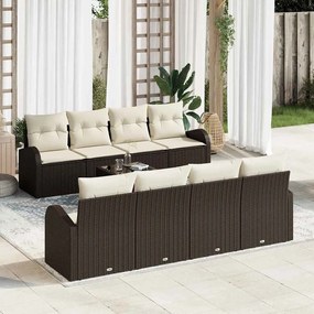 Kerti Kanapé Szett 7 pcs Barna és Beige 55 x 55 x 37 cm