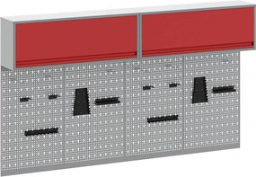 vidaXL Szerszámos szekrény készlet polcokkal 6 pcs Piros Porszórt acél