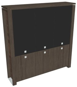 Verno+ magas szekrény 200 x 46 x 210 cm, kombinált ajtó, antracit tölgy / fekete