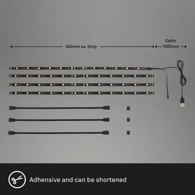 Brilo - 3m LED RGBW színes, dimmelhető TV szalag, 2,5W, USB, távirányító