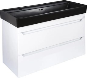 TMP SHARP 100D fali fürdőszobabútor - CeraStyle SHARP FEKETE DUPLA csaplyukas mosdóval - 100 x 48 cm