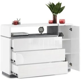 FRED fiókos komód, fehér/szürke színben