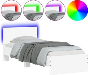 vidaXL fehér ágykeret fejtámlával és LED-világítással 90 x 200 cm