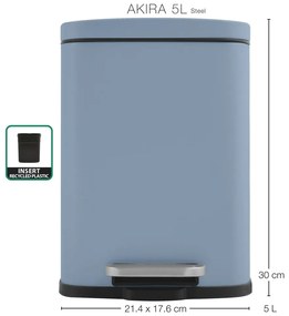Világoskék acél pedálos szemetes 5 l Akira – Spirella