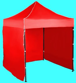 Gyorsan összecsukható sátor 2x2m – acél, Piros, 3 oldalfal