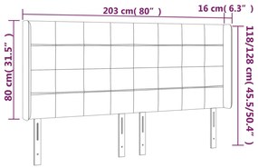 sötétbarna szövet LED-es fejtámla 203x16x118/128 cm