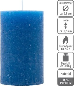 Rusztikus gyertya készlet 11,5 cm Ø 6,8 cm 6 db kék