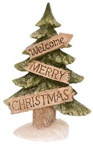 Nagy fenyőfa Welcome Merry Christmas felirattal karácsonyi dekoráció