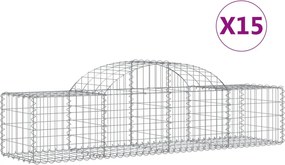 vidaXL 15 db íves horganyzott vas gabion kosár 200x50x40/60 cm