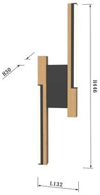 Wofi 4031-206- LED dimmelhető fali lámpa PALERMO 11W/230V kaucsukfa
