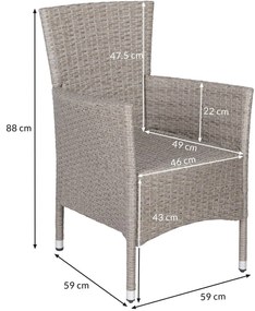 Casaria® Rattan fotel 2 db - krém