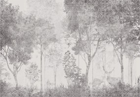 Fotótapéta Fekete-fehér erdő szarvasokkal természet a szobában 200x140 +ragasztó