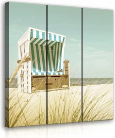 Vászonkép 90x100 Tengerpart nyár pihenés szék homok ég nyugalom