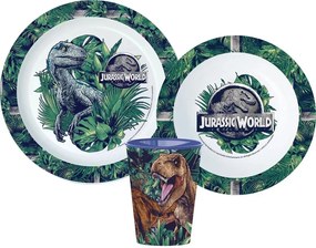 Jurassic World micro étkészlet szett pohárral