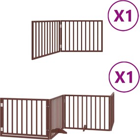 vidaXL barna nyárfa 6 paneles összecsukható kutyakapu ajtóval 480 cm