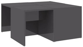 4 db magasfényű szürke szerelt fa dohányzóasztal 33x33x33 cm