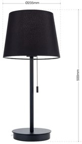 Orion LA 4-1205/1 - Asztali lámpa USB porttal LUDWIG 1xE27/40W/230V fekete