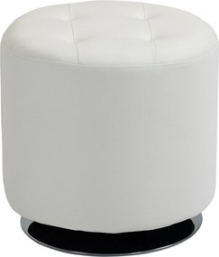 HOMCOM 360° forgatható kerek puff — PU kárpitozás, krómozott acéltalppal, Ø 45,5 x H 44,5 cm, fehér | Aosom