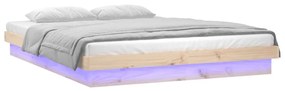 King Size tömör fa LED-es ágykeret 150 x 200 cm