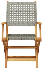vidaXL 5 részes szürke polyrattan és tömör fa kerti étkezőgarnitúra