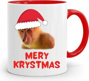 Piros Karácsonyi Bögre Mikulás Karácsonyfa Alá, fényképes nyomattal