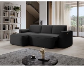 Antracitszürke buklé sarokkanapé (bal oldali-heverő résszel) Ume – ELTAP