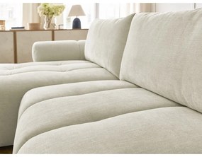 Bézs kinyitható-tárolóhelyes sarokkanapé (bal oldali-heverő résszel) Fuji – Bobochic Paris