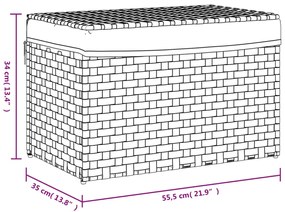 fekete polyrattan szennyeskosár fedéllel 55,5 x 35 x 34 cm