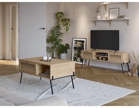 Natúr színű dohányzóasztal tölgyfa dekorral 60x100 cm Ecrin – Marckeric