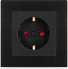 Exen Schuko szimpla aljzat fekete met fekete met keret