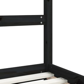 fekete tömör fenyőfa gyerekágykeret 2 x (90 x 200) cm
