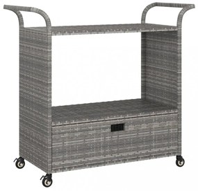 szürke polyrattan bárkocsi fiókkal 100 x 45 x 97 cm
