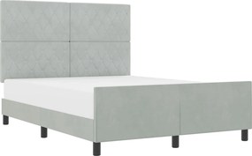 vidaXL Boxrugós ágy fejtámlával Világosszürke 140 x 200 cm Bársony