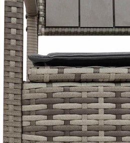 szürke polyrattan kerti tárolópad párnával