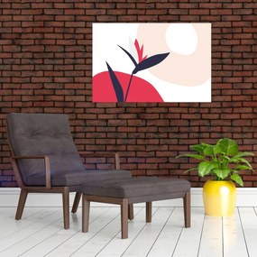 Kép - Rózsaszín virágos absztrakció N⁰1 (90x60 cm)