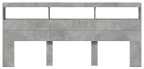 betonszürke áthidalószekrény LED-világítással 220 x 17 x 102 cm