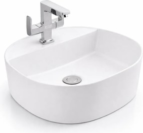 BERGAMO || Pultra helyezhető mosdókagyló, kerámia, fehér, lekerekített