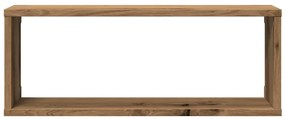 2 db kézműves tölgyszínű szerelt fa fali kockapolc 60x15x23 cm