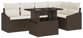 Kerti Kanapé Szett 6 pcs Barna és Krém 100 x 55 x 73 cm