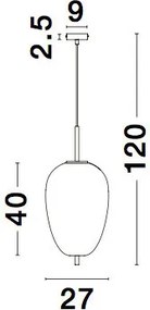NOVA LUCE 9624073 LATO Egyágú Függesztett Lámpa Üveg E27 IP20
