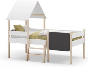 Fehér házikó alakú magasított borovi fenyő gyerekágy 90x190 cm Mint – Marckeric