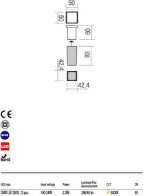 REDO 90041 XPI Kültéri Falba Építhető Lámpa LED IP65