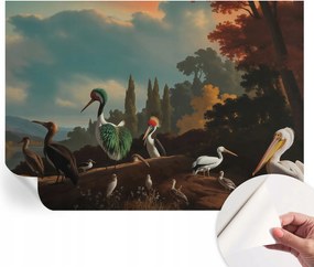 Öntapadós tapéta Divatos 3D fali ragasztóval Festői madarak 312x219 cm