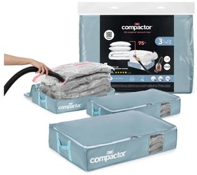 Vákuumos műanyag ágy alatti tárolódoboz szett 3 db-os 65x45x15,5 cm Blue Edition – Compactor