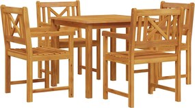 vidaXL Kert étkező szett 5 pcs Barna Tömör akácfa