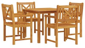 vidaXL Kert étkező szett 5 pcs Barna Tömör akácfa