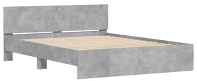betonszürke ágykeret fejtámlával és LED-del 150x200 cm