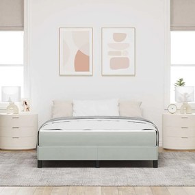 Boxspring ágy matraccal Világosszürke 140 x 190 cm Bársony
