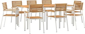 vidaXL Kert étkező szett 9 pcs Barna Tömör Akácfa