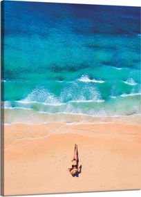 Vászonkép Nő Tengerpart Nap Hullámok 50x70 cm Ideális ajándék